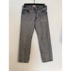 Vintage Levis 501 Jeans Straight Leg Button Fly‎ Gray Denim damage at crotch